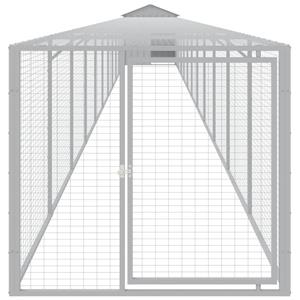 vidaXL Kippenhok met ren 117x1221x123 cm staal lichtgrijs