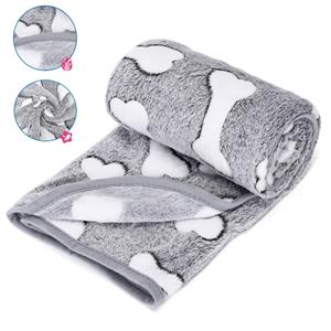 Nobleza Hondendeken - Fleece - Lichtgrijs met print - Maat L - 100x120 cm