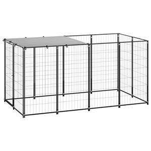 vidaXL Hondenkennel 2,42 m² staal zwart