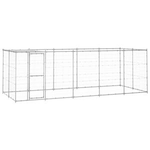 vidaXL Hondenkennel met dak 12,1 m² gegalvaniseerd staal