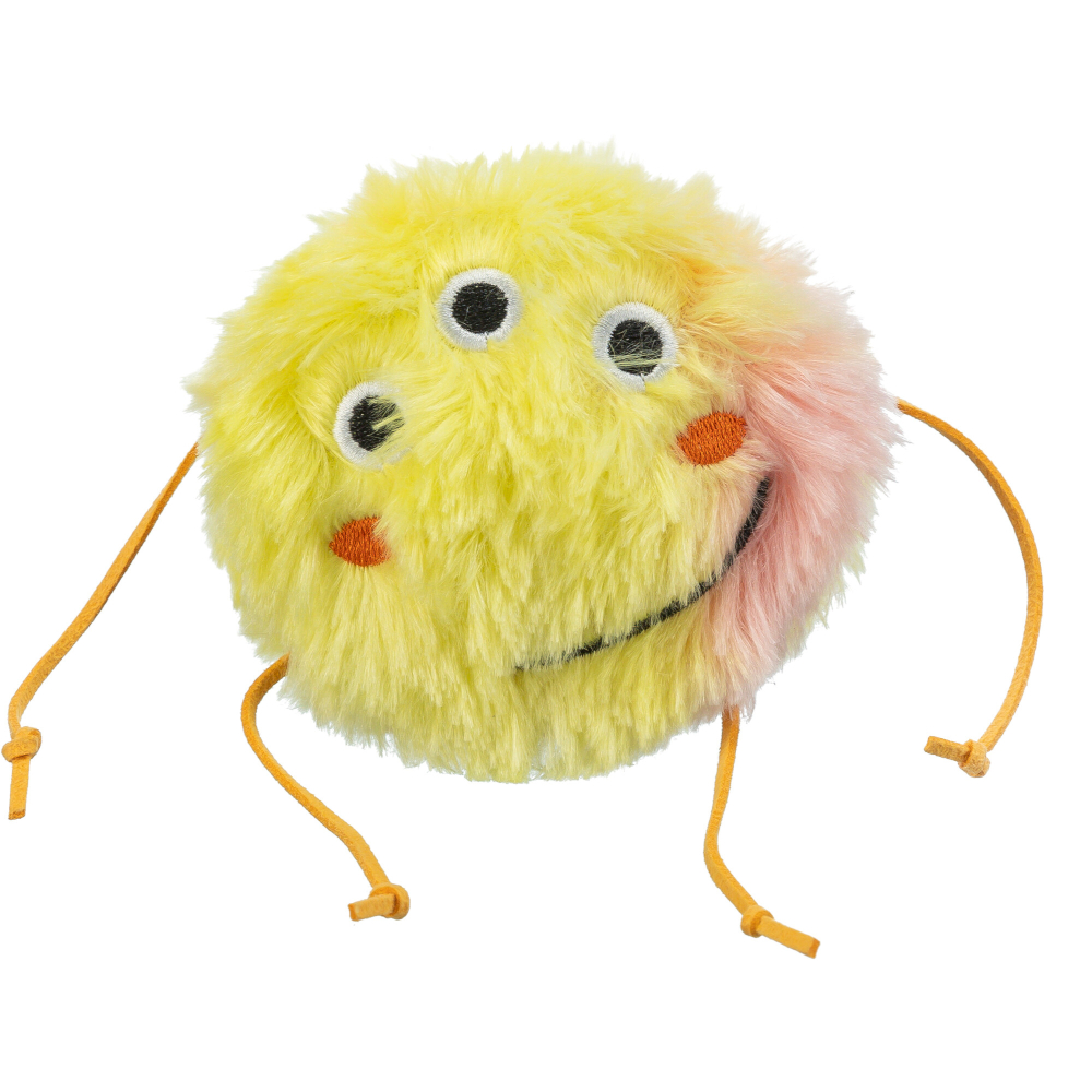 Trixie pluche kattenspeeltje monster met kattenkruid geel 10cm