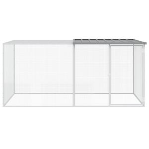 vidaXL Kippenhok met dak 203x98x90 cm gegalvaniseerd staal lichtgrijs