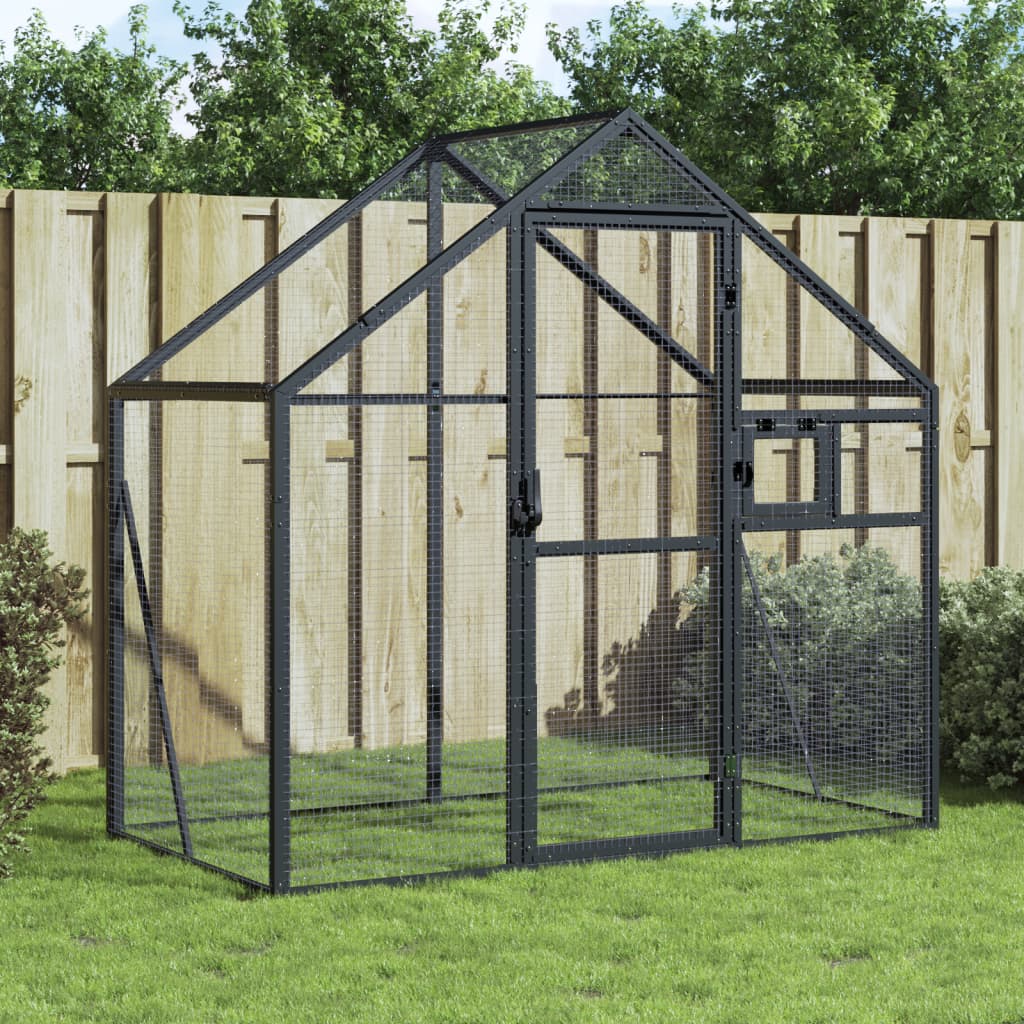 VidaXL Volière 179x100x185 m aluminium antracietkleurig
