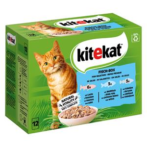 48x85g Maaltijdzakjes Vis Box in Gelei Kitekat Kattenvoer