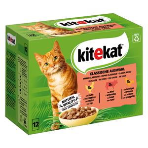 48x85g Maaltijdzakjes Klassieke selectie in Saus Kitekat Kattenvoer