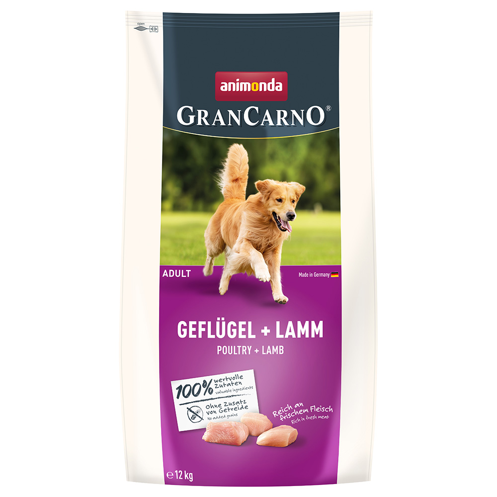 12kg animonda GranCarno Adult Gevogelte + Lam droogvoer voor honden