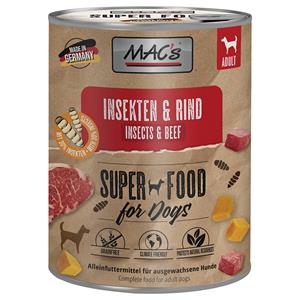 6x750g MAC's natvoer voor honden met insecten Rund & insecten