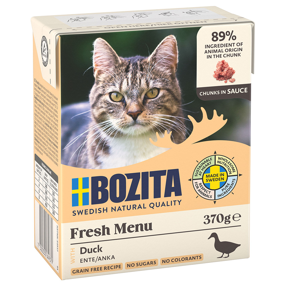 20% Korting! 6 x 370 g Bozita Tetra in Gelei of Saus - Tetra stukjes in Saus Kattenvoer met Eend (6 x 370g)