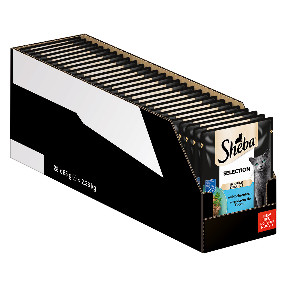 56 x 85 g Megapack Sheba Varianten Maaltijdzakjes Selection in Saus met Zeevis nat kattenvoer