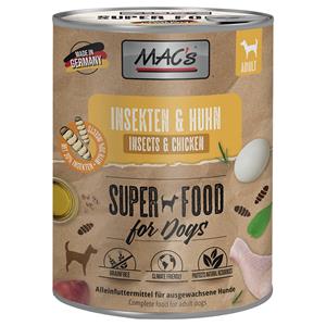 6x750g MAC's natvoer voor honden met insecten Kip & insecten
