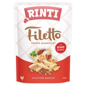 Voordeelpakket Rinti Filetto Zakjes in Gelei 48 x 100 g - Kip met Rund