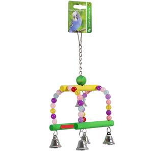 De Boon Schommel Hout + Plastic Kralen + Bellen 27CM