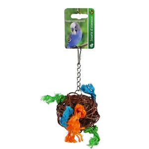 De Boon Speelbal Rotan met Gekleurd Touw 12CM