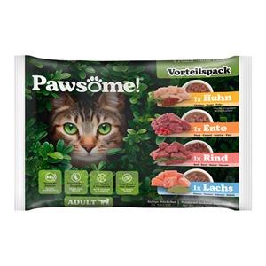 4x85g Pawsome Adult Cat met mix 4 soorten natvoer voor katten
