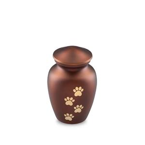 urnwebshop Bruine Dieren Urn Pootafdrukken Small (0.45 liter)