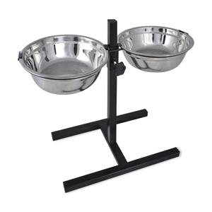 VidaXL Verstelbare dubbele honden / katten voederbak (2 x 4,1l rvs bakken)