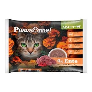 4x85g Pawsome Adult Cat met eend natvoer voor katten