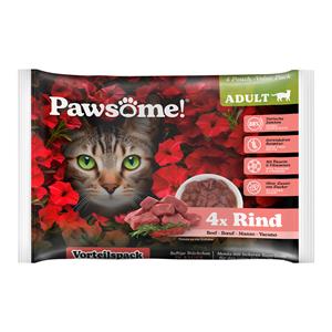 4x85g Pawsome Adult Cat met rund natvoer voor katten