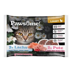 4x85g Pawsome Adult Light Kalkoen & Zalm natvoer voor katten