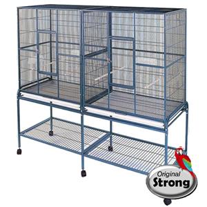 Strong Flight Cage with divider, silvertone grey