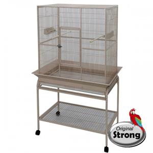 Strong Flight Cage with stand & seed guard, silvertone wh