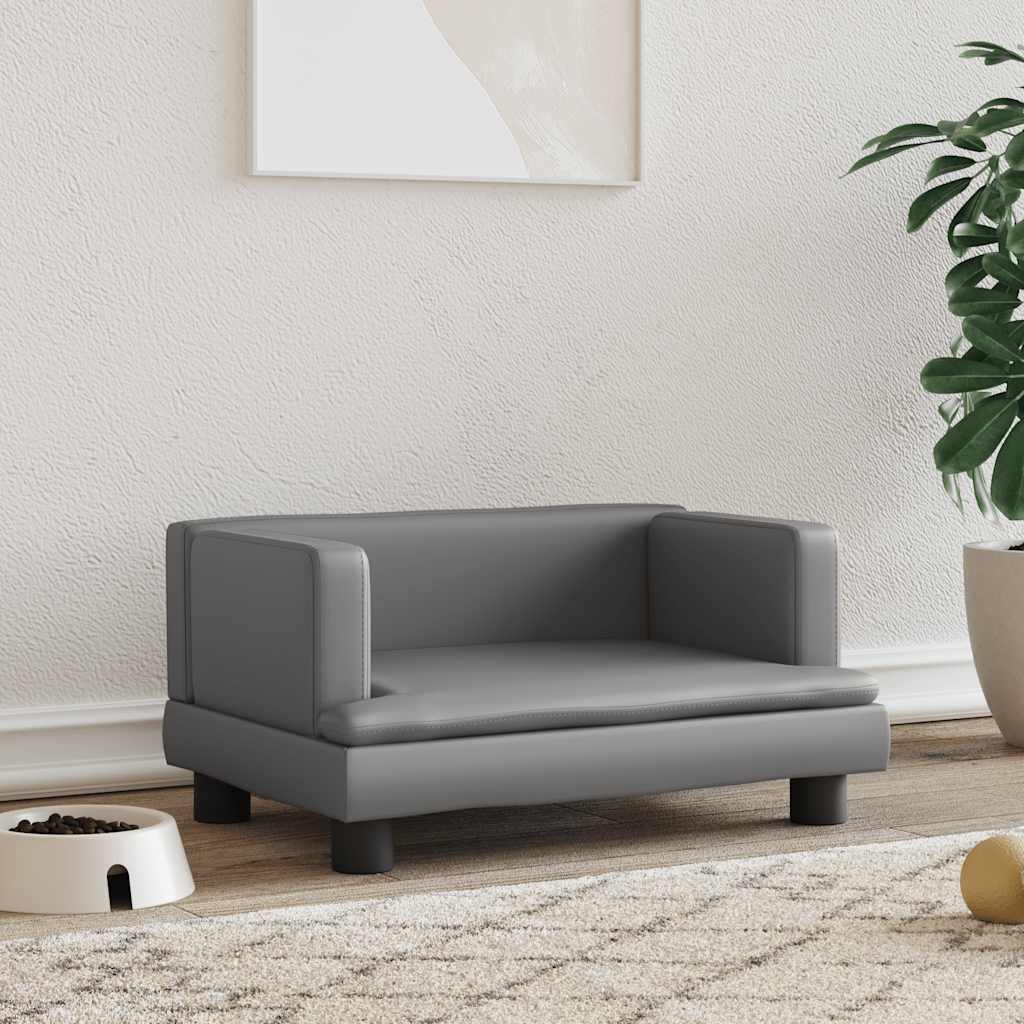 vidaxl Hondenmand 60x40x30 cm kunstleer grijs