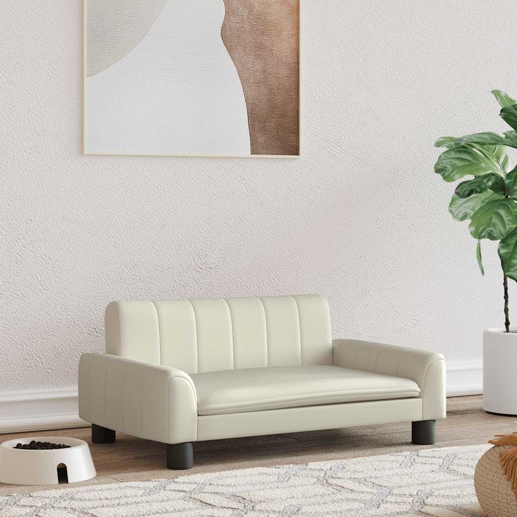 VidaXL Hondenmand 70x45x30 cm kunstleer crèmekleurig