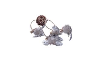 Quapas! Cat toy Rattan ball with feathers B