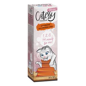 28 x 90 g  Catessy Mousse Kuipjes  met kippenlever Kattennatvoer
