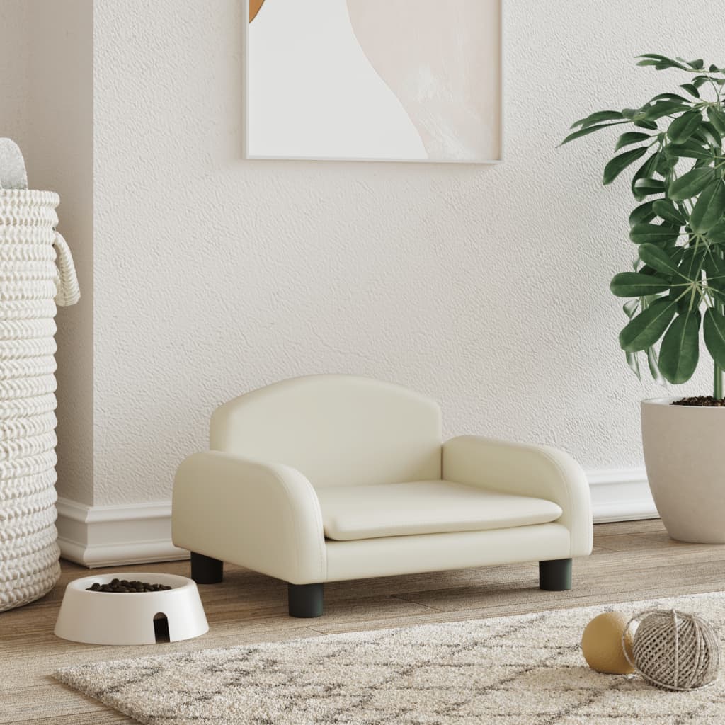 VidaXL Hondenmand 50x40x30 cm kunstleer crèmekleurig