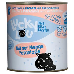 6x800g Lucky Lou Adult Gevogelte & Fazant natvoer voor katten