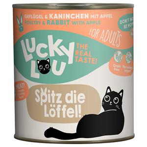 6x800g Lucky Lou Adult Gevogelte & Konijn natvoer voor katten