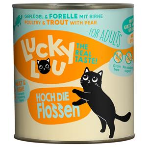 6x800g Lucky Lou Adult Gevogelte & Forel natvoer voor katten