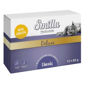 12x85g Smilla Deluxe Hapjes Katten Natvoer met Kip, Courgettes en Wortelen