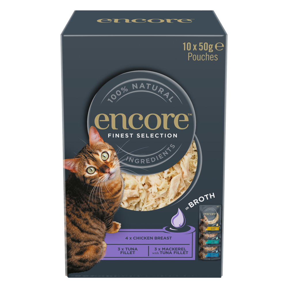 10x50g Encore Cat Pouch in bouillon Finest Selection Multipack nat kattenvoer