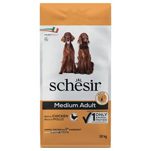 2x12kg Schesir Dog Medium Adult met kip droogvoer