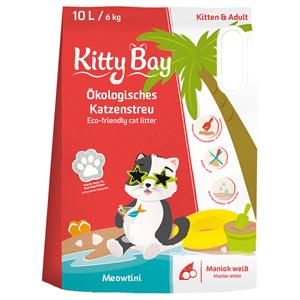 Kitty Bay Voordeelpakket: 3x 10l KittyBay Ecologische Kattenbakvulling Meowtini Wit Maniok Kat