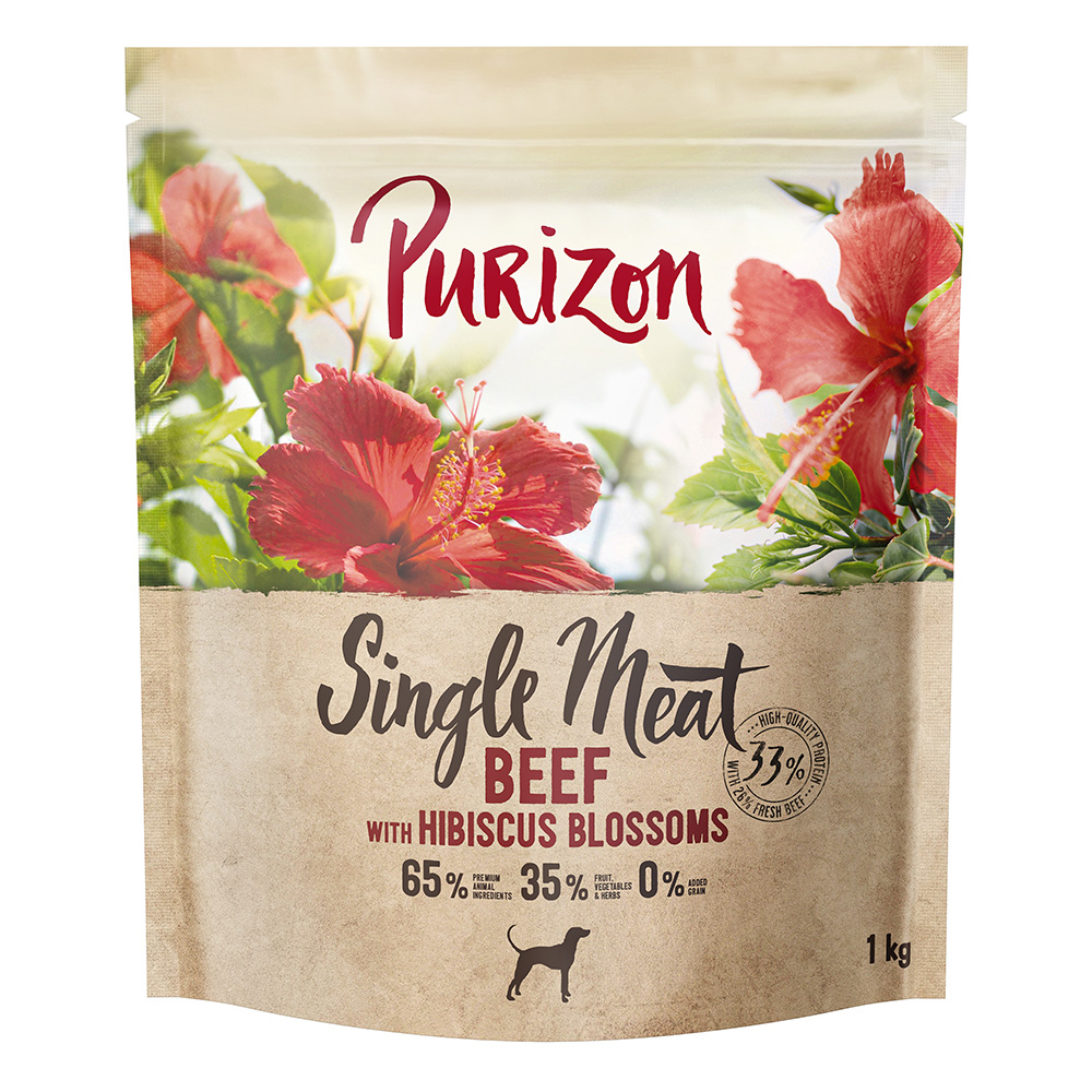 1kg Purizon rundvlees met hibiscus droogvoer voor honden