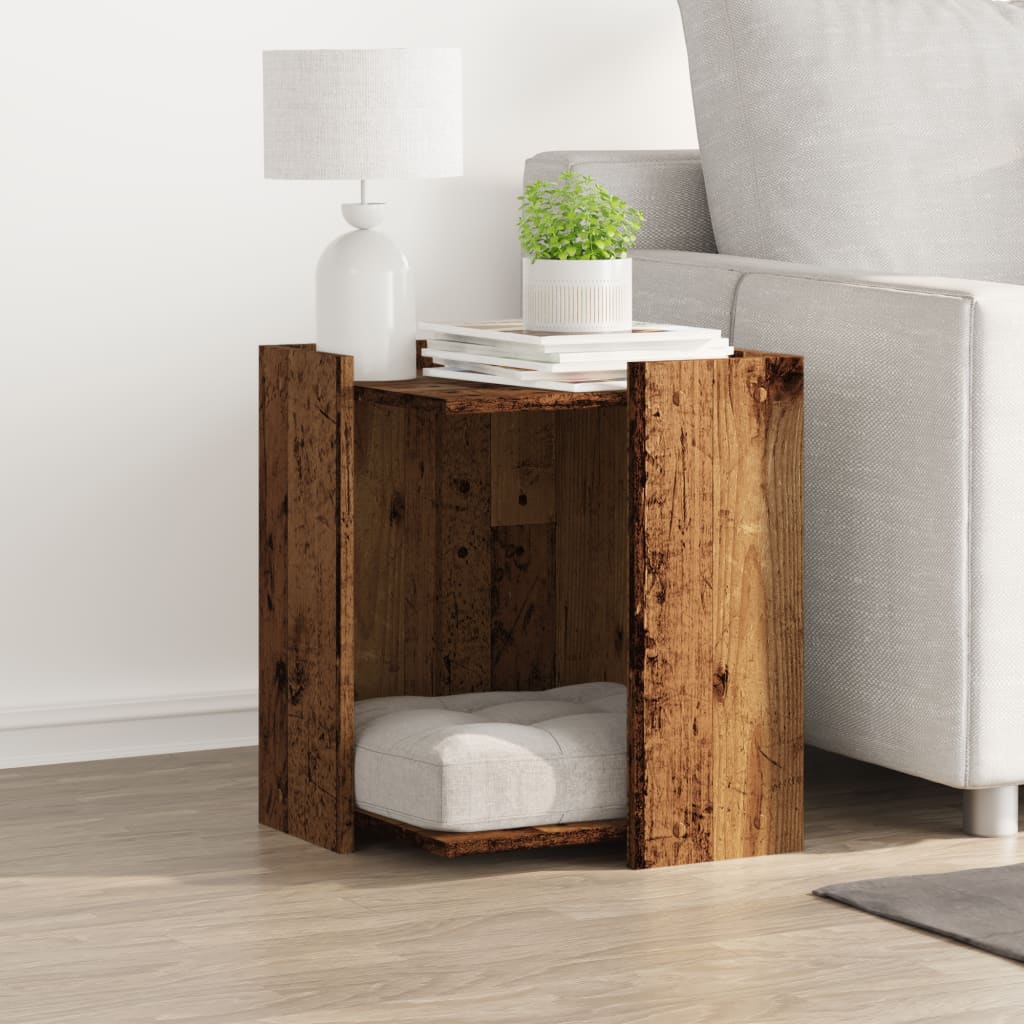 VidaXL Kattenbakkast 42x42x51 cm bewerkt hout oud houtkleurig