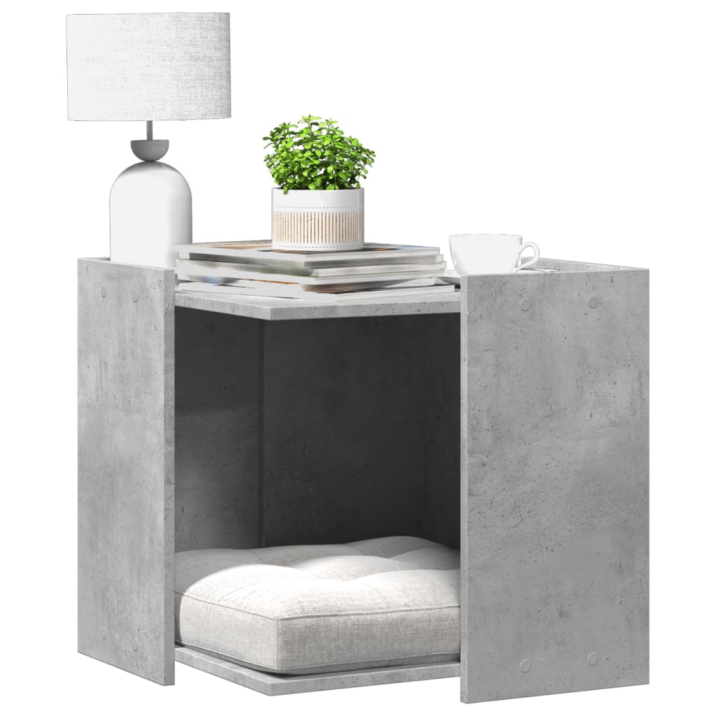 VidaXL Kattenbakkast 53x53x51 cm bewerkt hout betongrijs