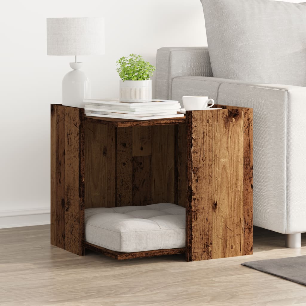 VidaXL Kattenbakkast 53x53x51 cm bewerkt hout oud houtkleurig