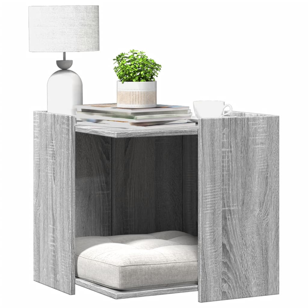 VidaXL Kattenbakkast 53x53x51 cm bewerkt hout grijs sonoma eikenkleur