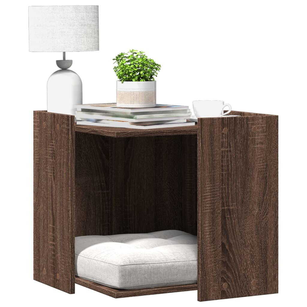 VidaXL Kattenbakkast 53x53x51 cm bewerkt hout bruin eikenkleurig