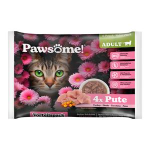 4x85g Pawsome Adult Cat met kalkoen natvoer voor katten