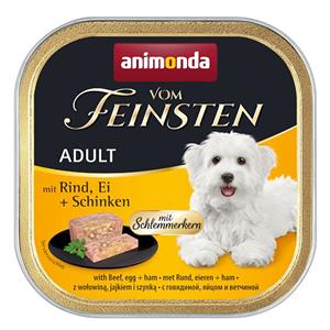 voordeelverpakking 44x150g gourmet centre met rundvlees, ei & ham animonda vom Feinsten Adult nat hondenvoer