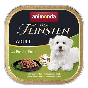 voordeelverpakking 44x150g met kalkoen & eend in saus animonda vom Feinsten Adult nat hondenvoer