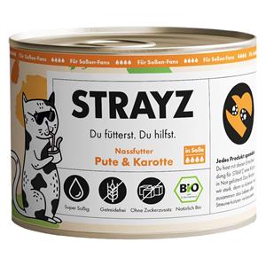 6x200g STRAYZ BIO cat biologische kalkoen & biologische wortel in jus natvoer voor katten