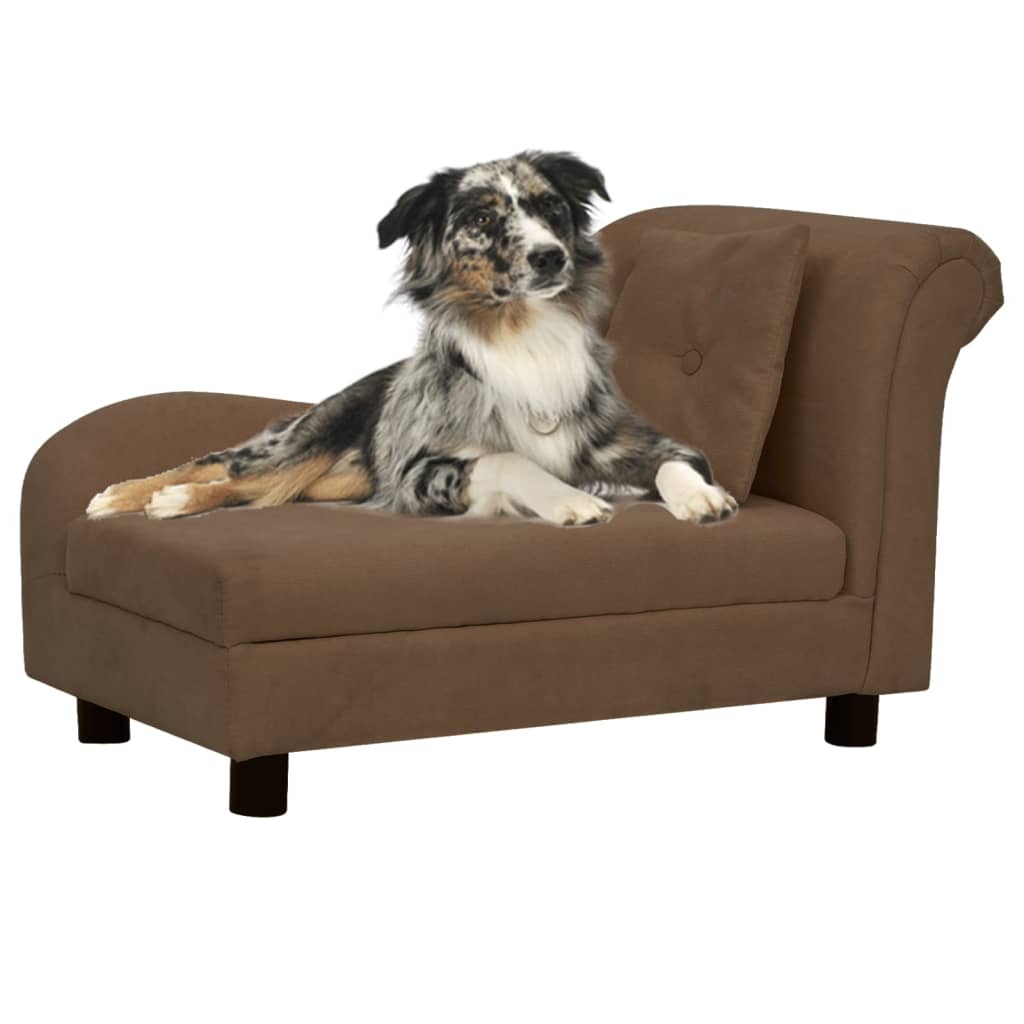 VidaXL Hondenbank met kussen 83x44x44 cm pluche bruin