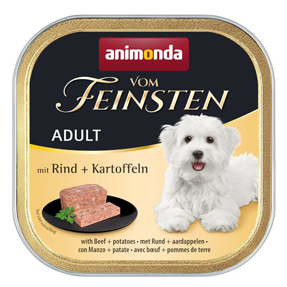 voordeelverpakking 44x150g met rundvlees & aardappelen animonda vom Feinsten Adult nat hondenvoer