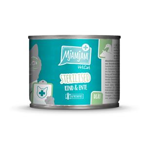 6x 200g MjAMjAM VetCat Gesteriliseerd Rund & Eend natvoer voor katten